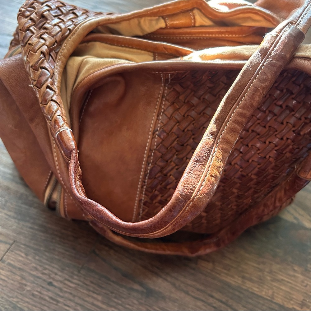 Sundance Hobo Shoulder Bag Brown Woven Leather Bohemian Boho Ital - Picture 12 of 16